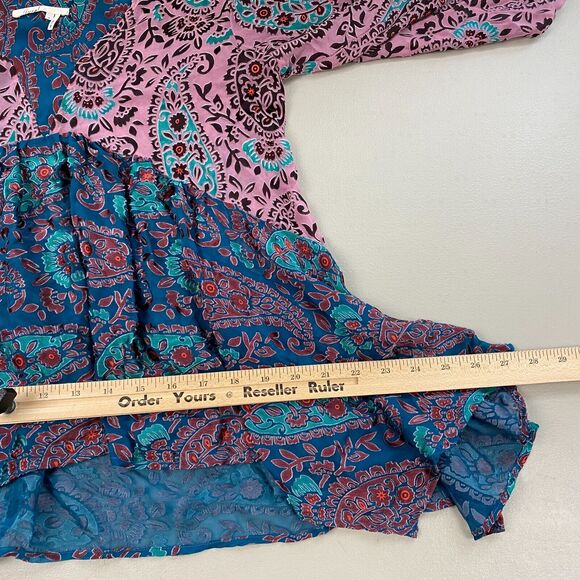 Floreat Anthropologie Top Small Valo Boho Paisley Burnout Bell Sleeve Silk Bld - Picture 10 of 13